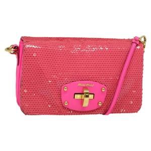 Miu Miu Shoulder Bag Sequin Pink Gold Auth 135485